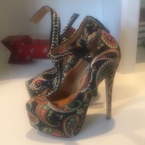 6 inches Multi colored heels, worn one time
